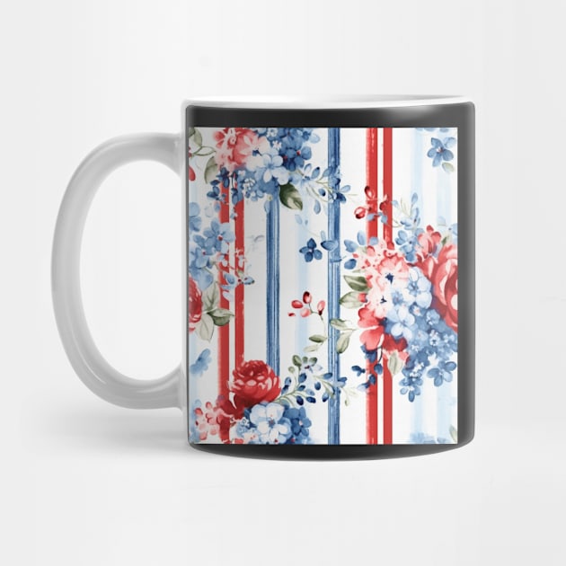 Red White and Blue Patriotic Shabby Floral by VintageFlorals